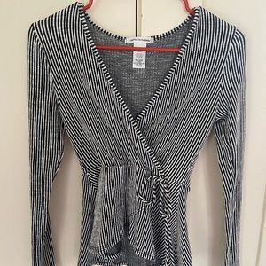 Black & White Striped V-Neck